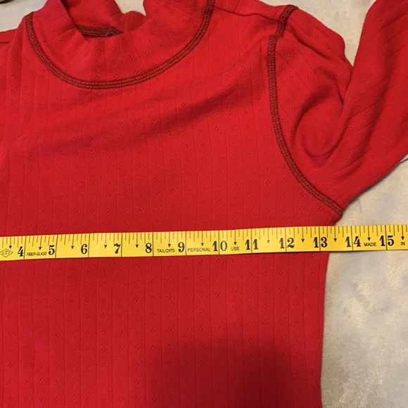 American eagle size small red mock neck long sleeve crop tshirt pointelle knit - Picture 7 of 9
